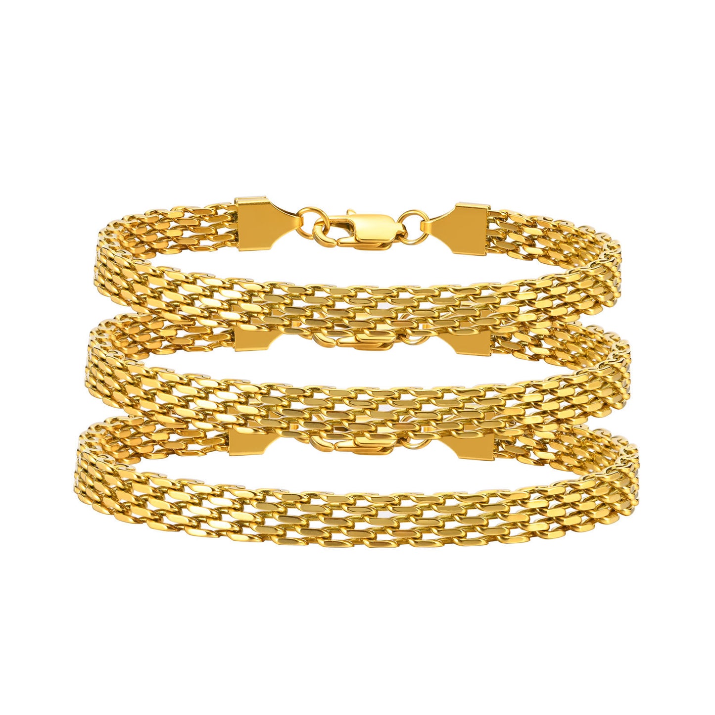 Titanium Steel Mesh Woven Bracelet Simple Metal Chain 18K Gold