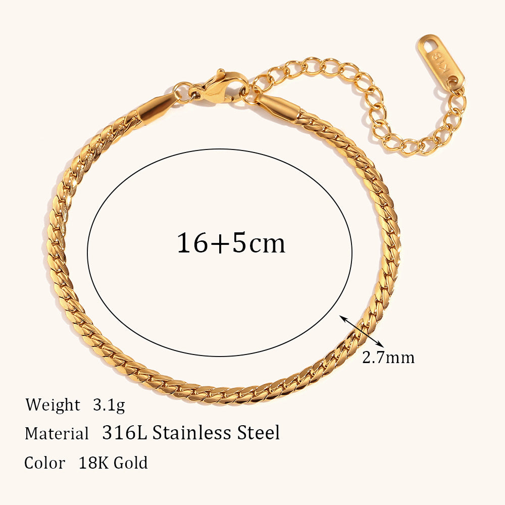 Stainless Steel Plated 18K Gold Simple All-match Jewelry