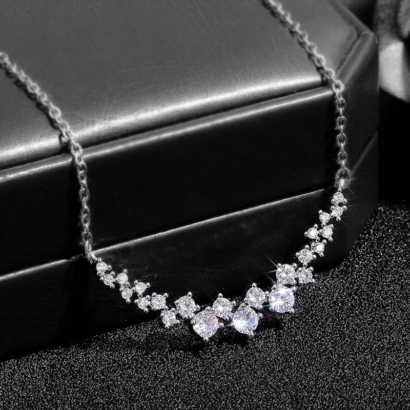 Gorgeous Bridal Wedding Necklace Brilliant Cubic Zirconia Delicate Female Necklaces