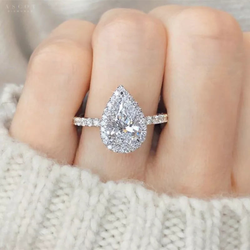 Vintage Style Pear Shape Engagement Ring