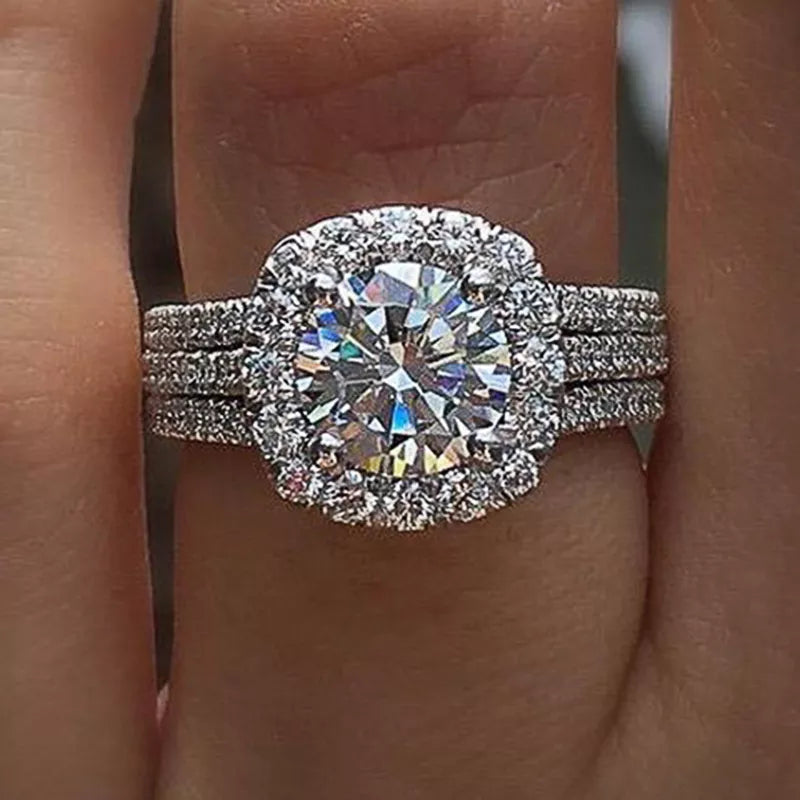 Women Rings with Brilliant Cubic Zirconia Luxury Engagement Rings