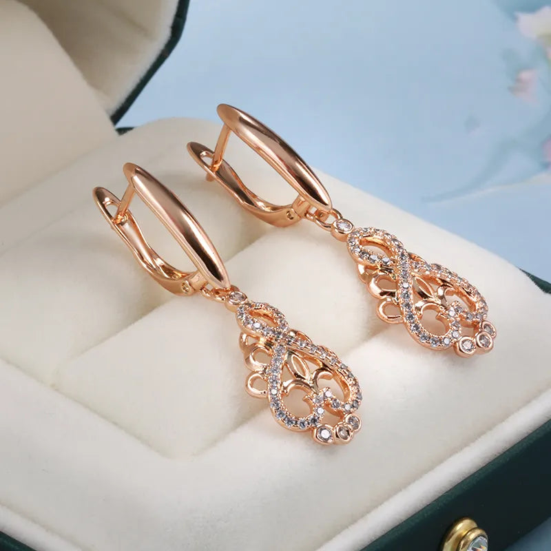 Kinel New Trend Crystal Flower Dangle Earrings