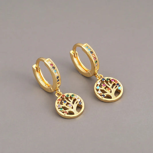 Gold Color Tree Of Life Earrings