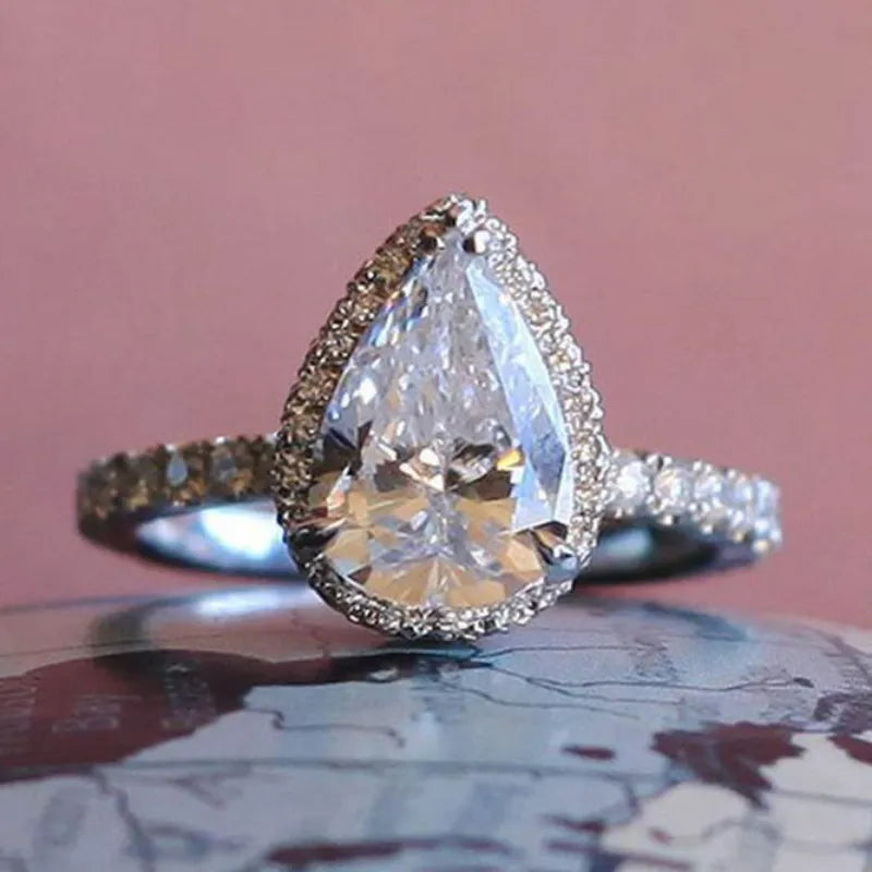 Vintage Style Pear Shape Engagement Ring