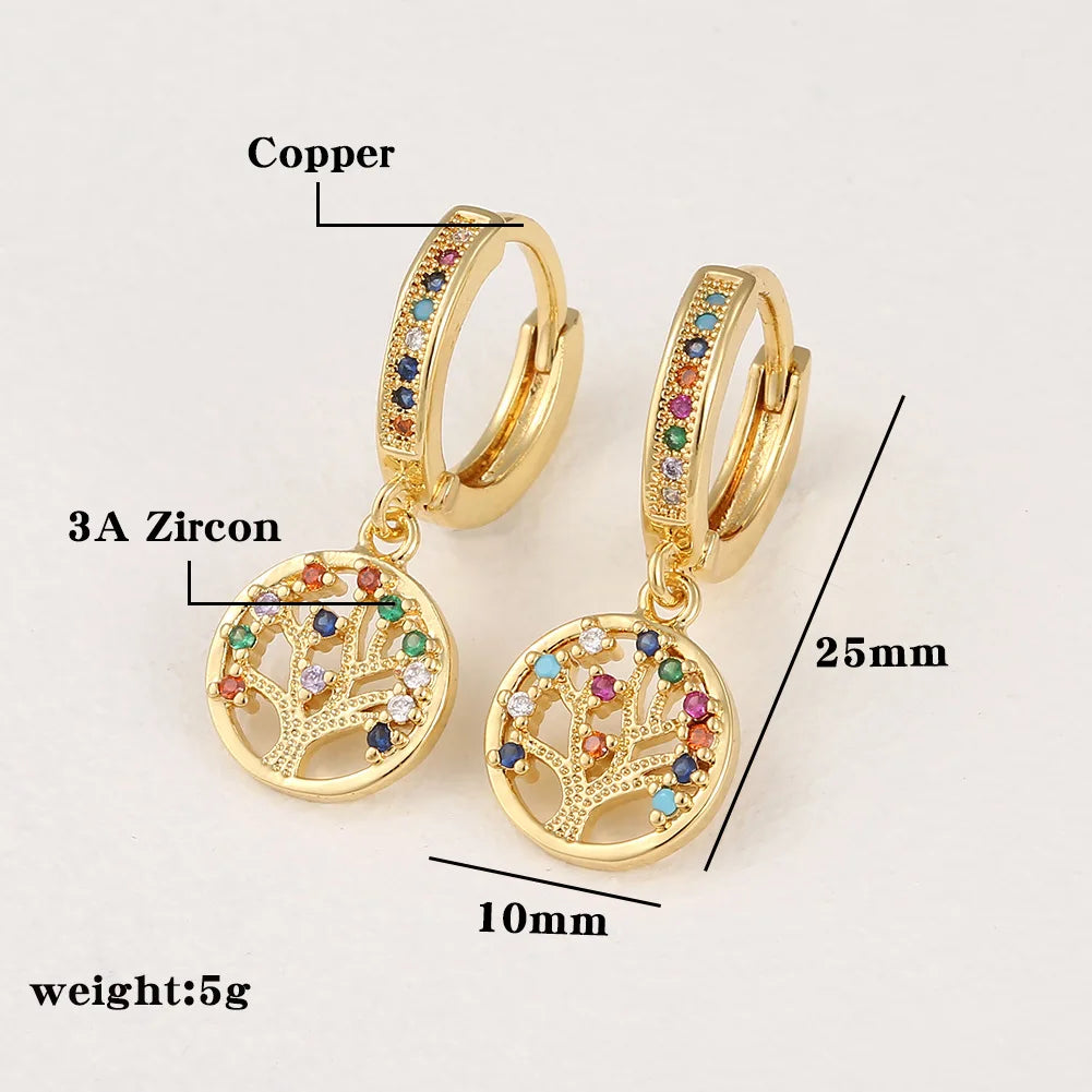 Gold Color Tree Of Life Earrings