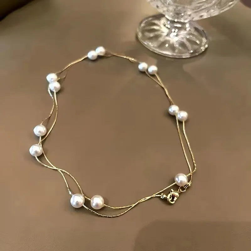 Double-Layer Pearl String Necklace