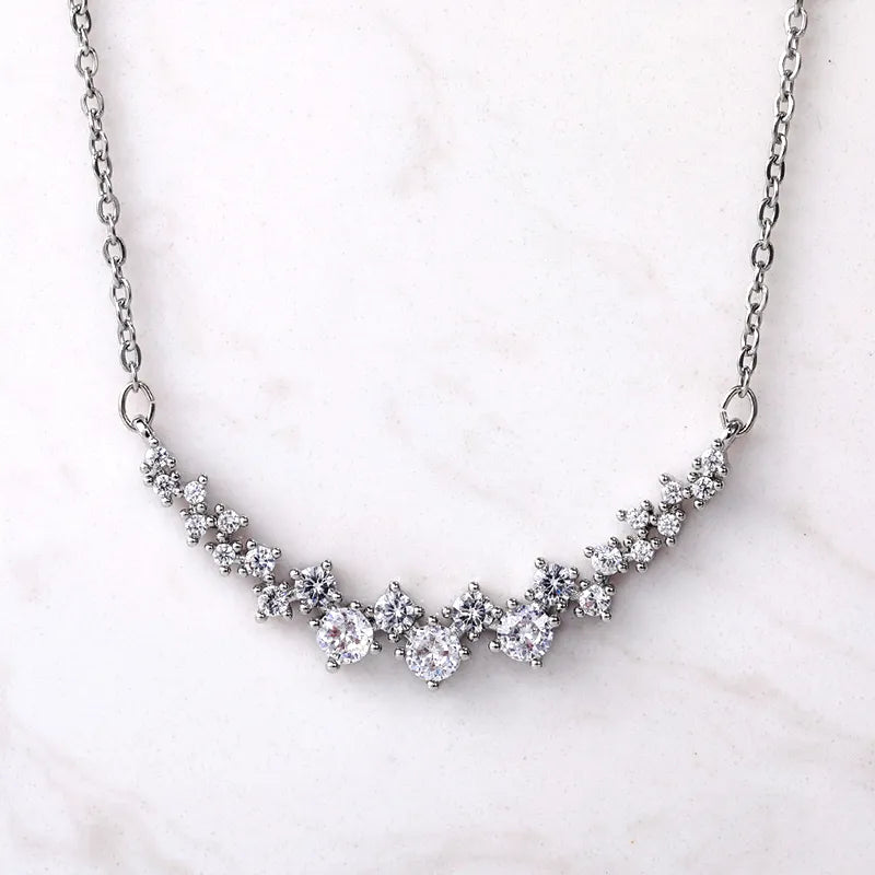 Gorgeous Bridal Wedding Necklace Brilliant Cubic Zirconia Delicate Female Necklaces