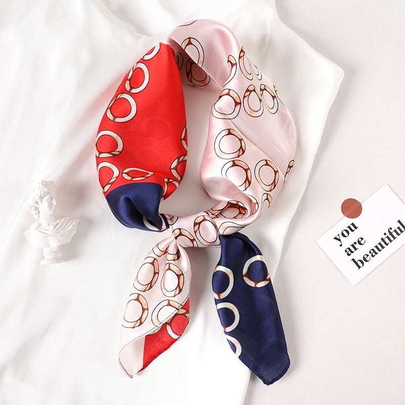 Luxury Brand Silk Square Plaid Scarf Women