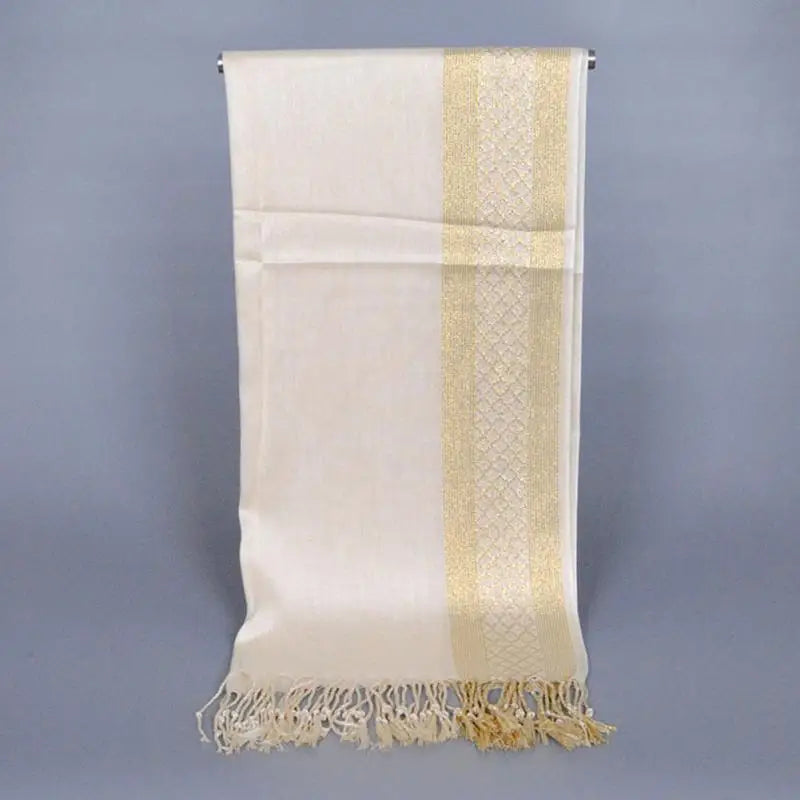 2024 Plain fashion print glitter tassels cotton lurex plaid stripe scarf