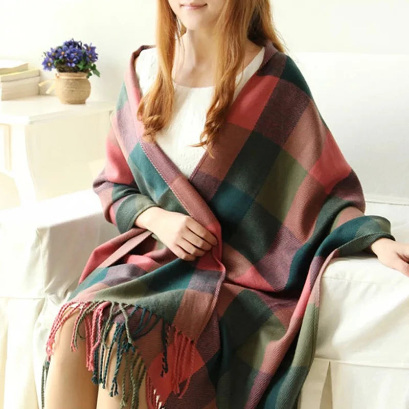 190*50cm Autumn Winter Female Wool Plaid Scarfs