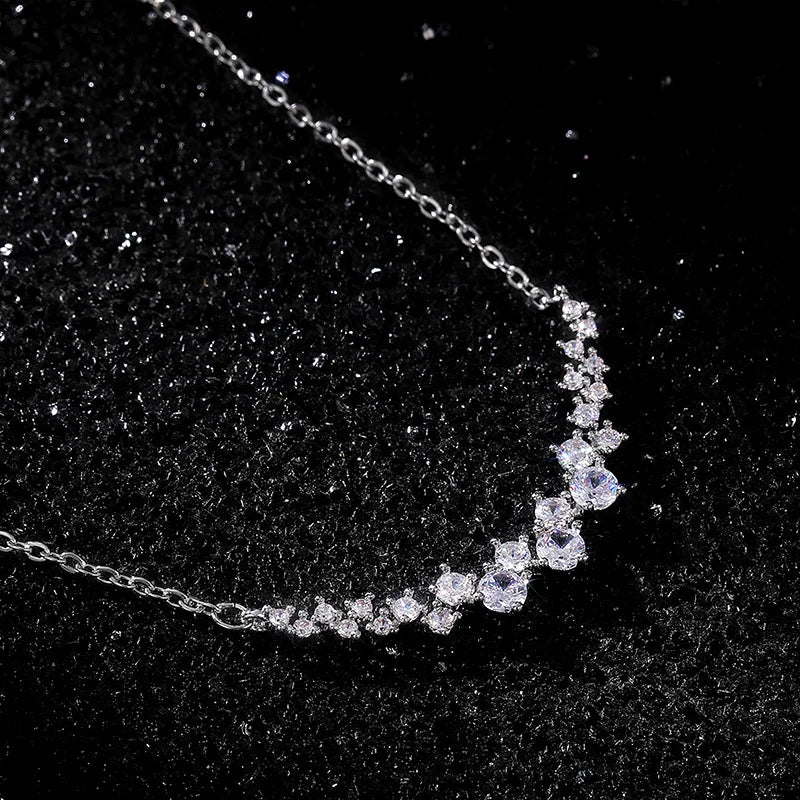 Gorgeous Bridal Wedding Necklace Brilliant Cubic Zirconia Delicate Female Necklaces