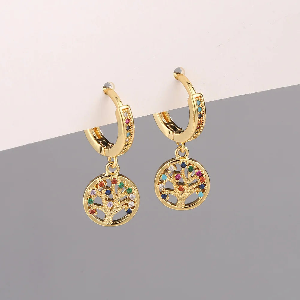 Gold Color Tree Of Life Earrings