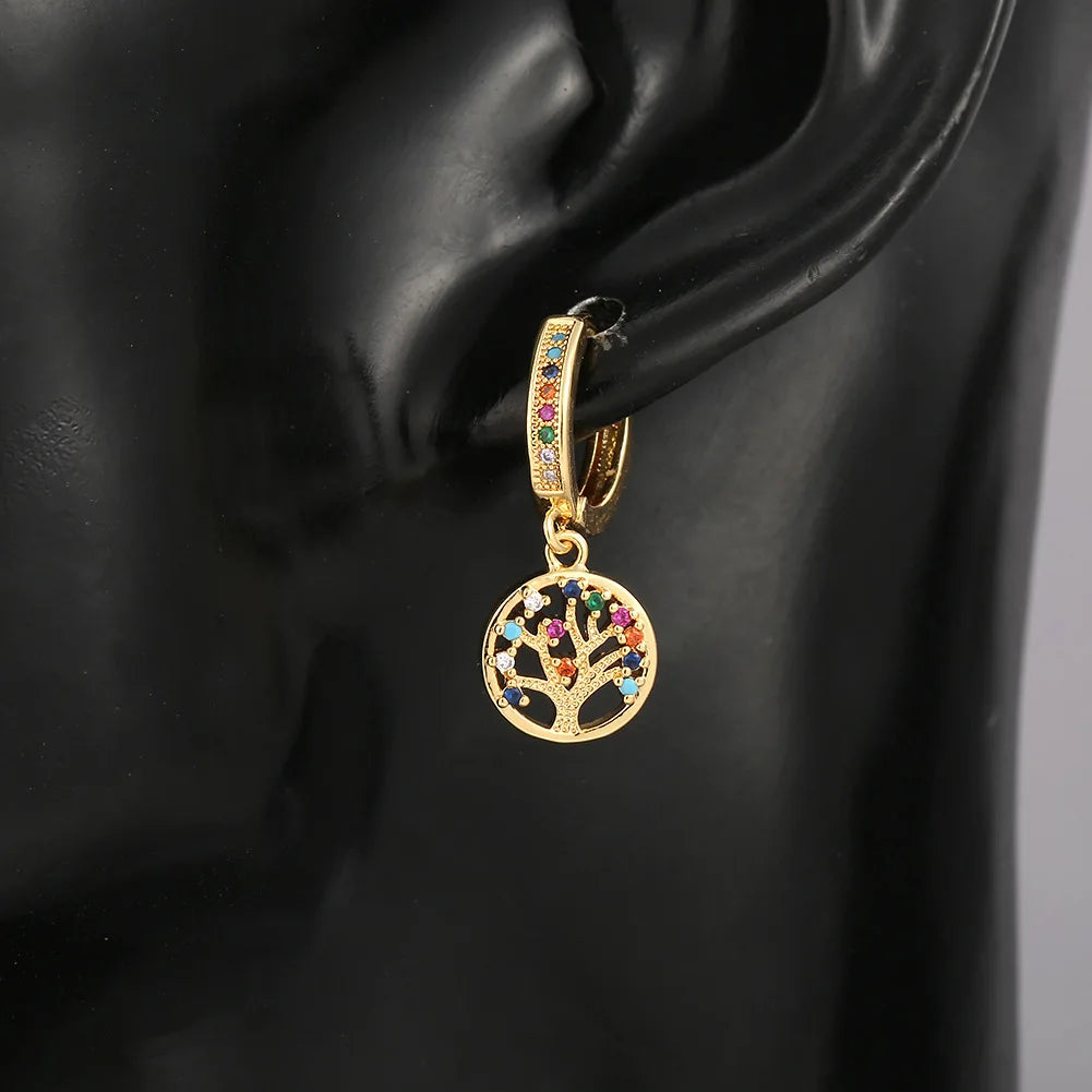 Gold Color Tree Of Life Earrings