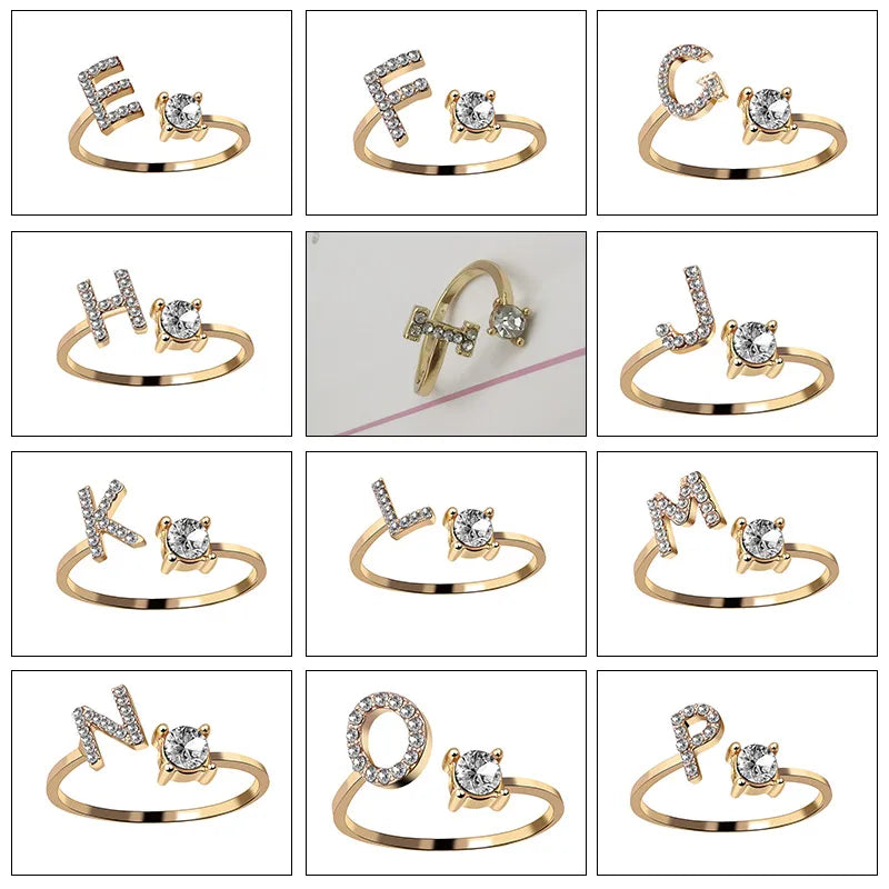 26 English Letter Open Finger Rings A-Z