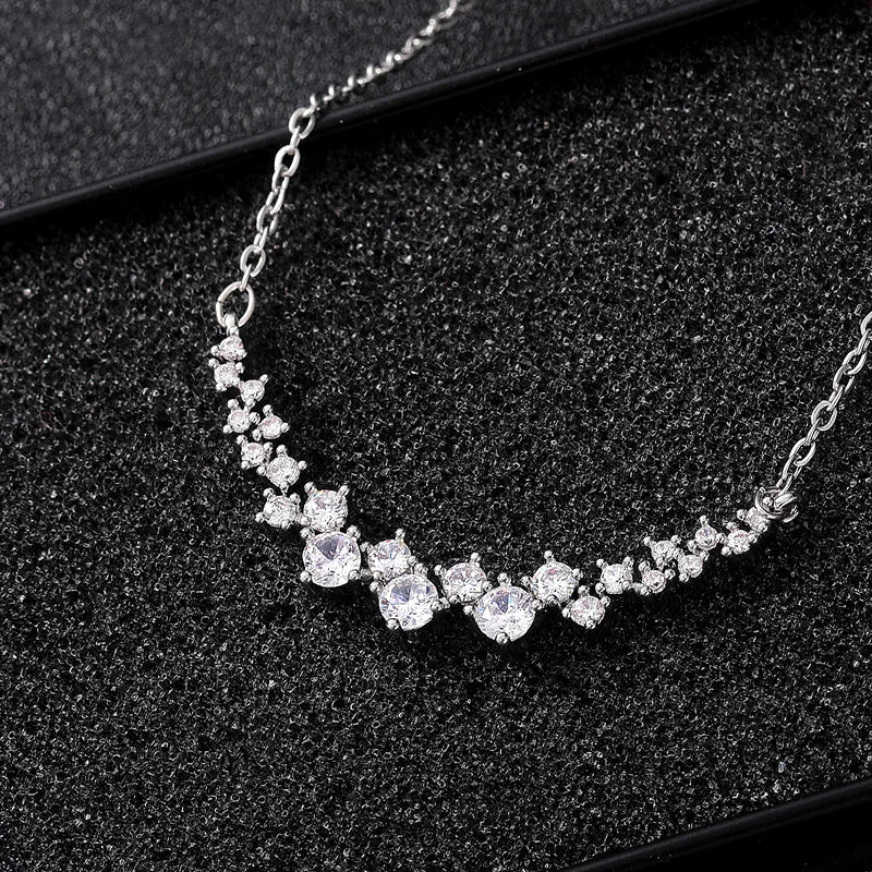 Gorgeous Bridal Wedding Necklace Brilliant Cubic Zirconia Delicate Female Necklaces