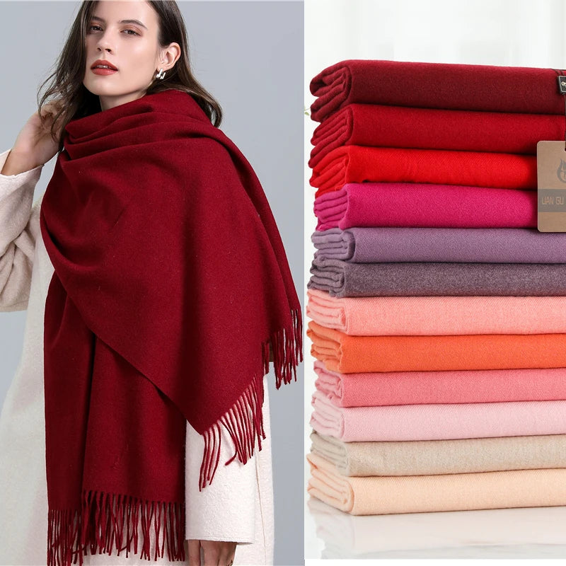 32 Color Solid Thick Cashmere Scarf for Women Large 190*68cm