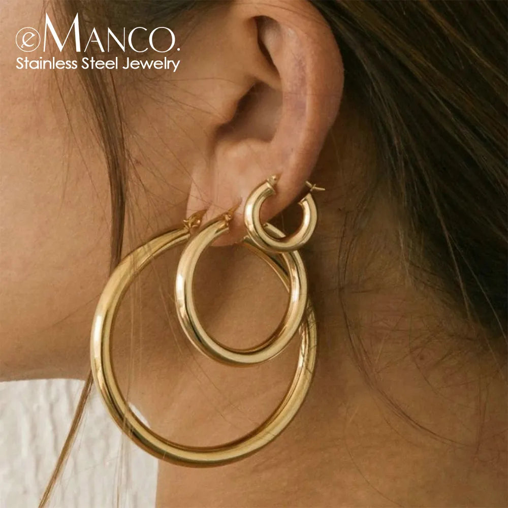 Trendy Gold Color Circle Hoop Earrings  Jewelry