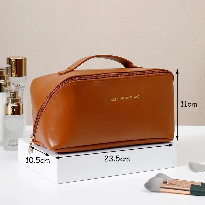 Large-Capacity Travel Cosmetic Bag Portable PU Makeup