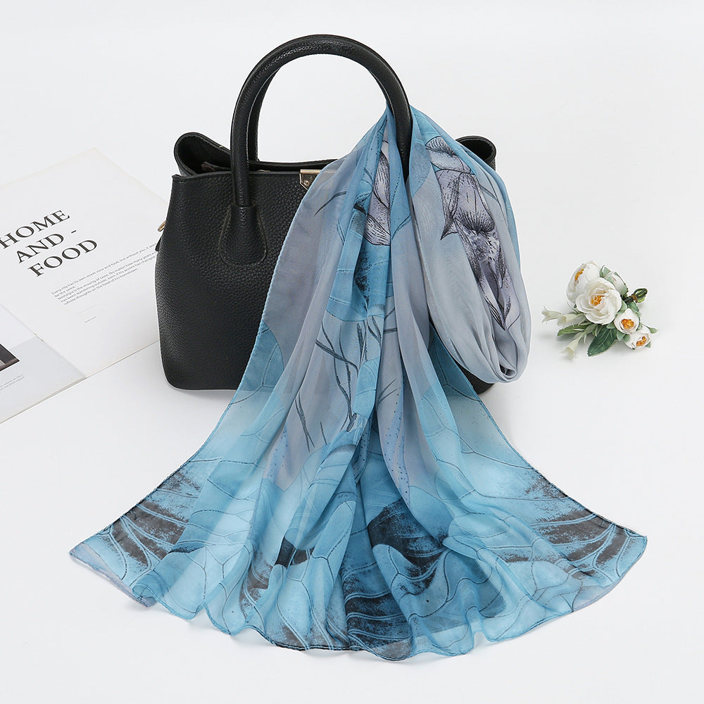 New Lotus Flower Printed Scarf for Women