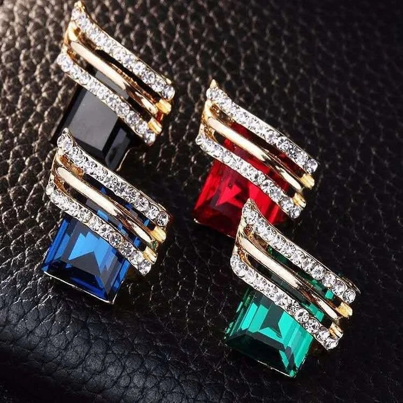 Luxury Fashion Zircon Earrings Large Gems