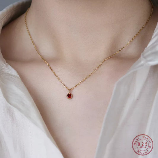 Classic Simple Mini Red Green White Zircon Pendant Necklace