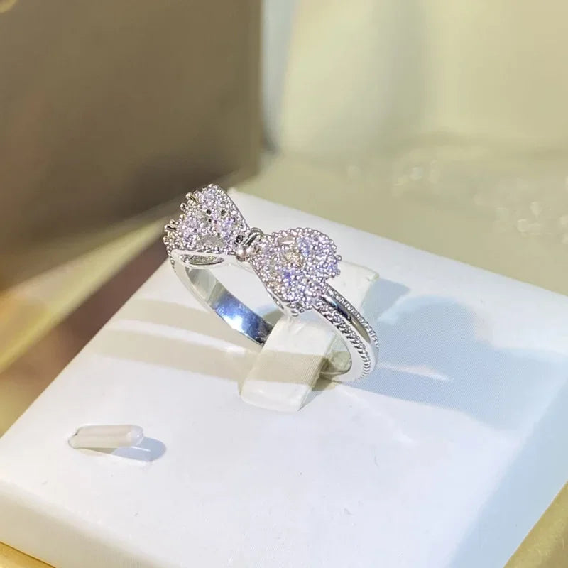 Fancy Ring with Dazzling CZ Silver Color Women