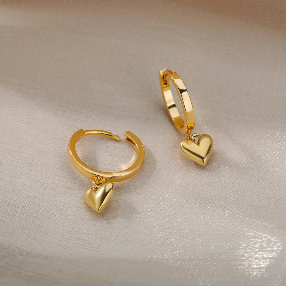 Heart Earrings  Gold Color Love