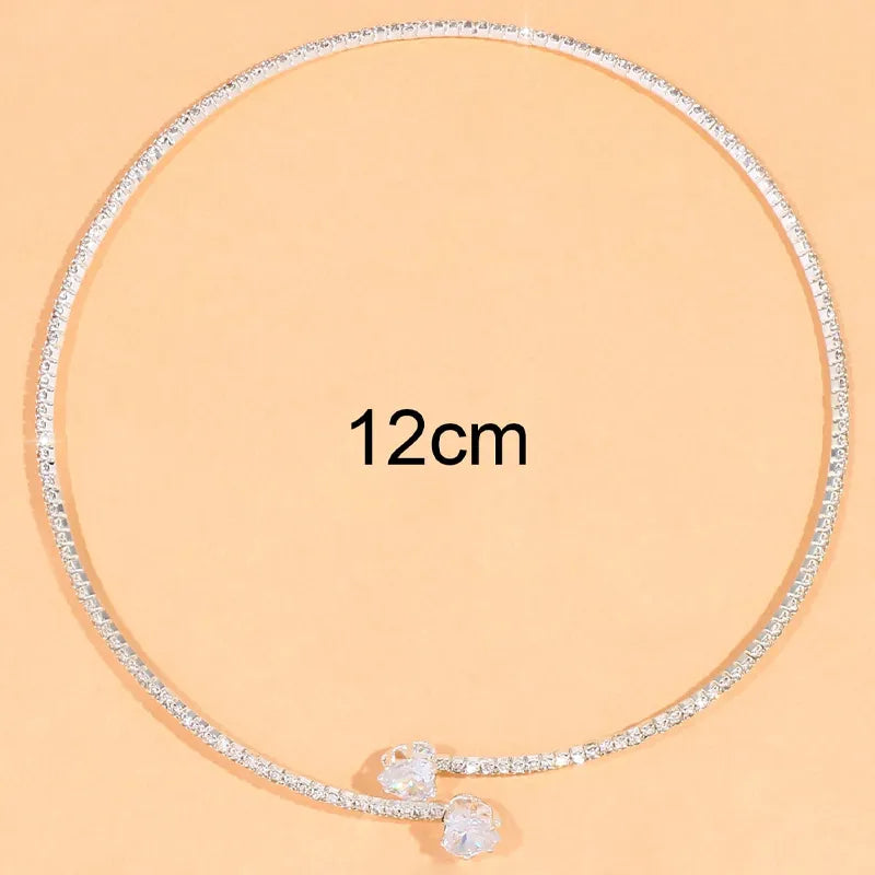 Fashion Rhinestone Heart Collar Choker Necklace