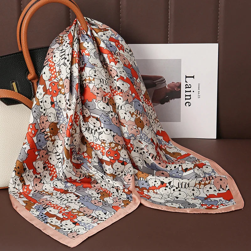 Luxury Print Silk Scarf for Women 2024