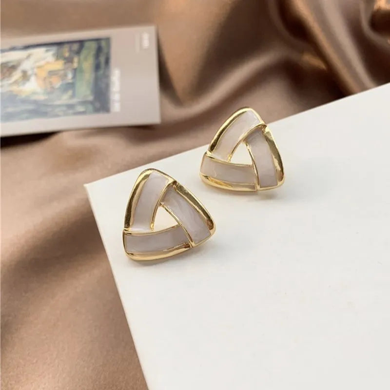 Fashion Twisted Woven Triangle Stud Earrings for Women