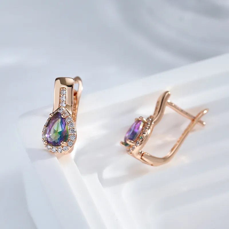 Drop Design Colorful Zircon Dangle Earrings