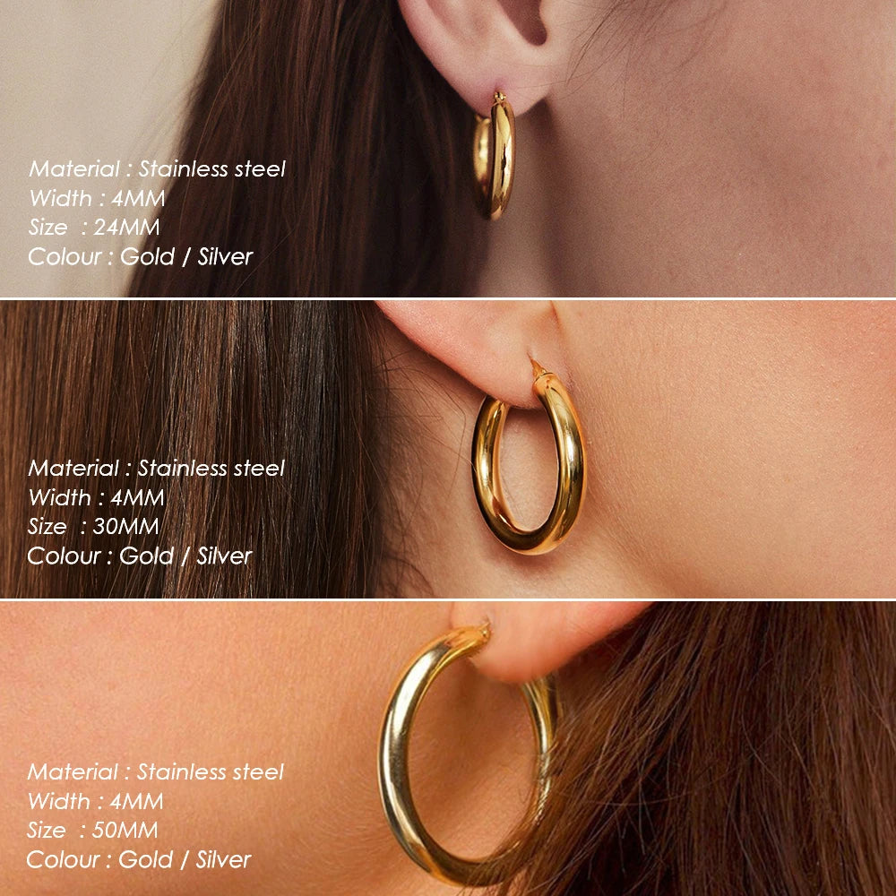 Trendy Gold Color Circle Hoop Earrings  Jewelry