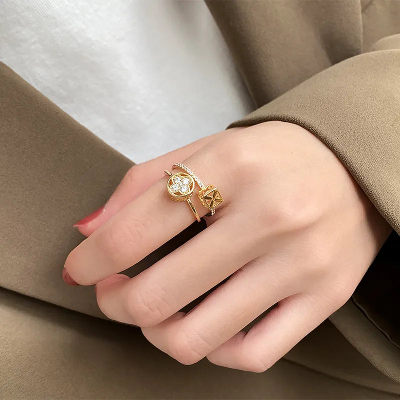 2023 Classic Design Double Layer Flower Ring