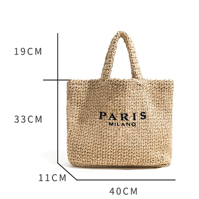 Fashion Large Capacity Straw Tote Bag Designer Letters Women