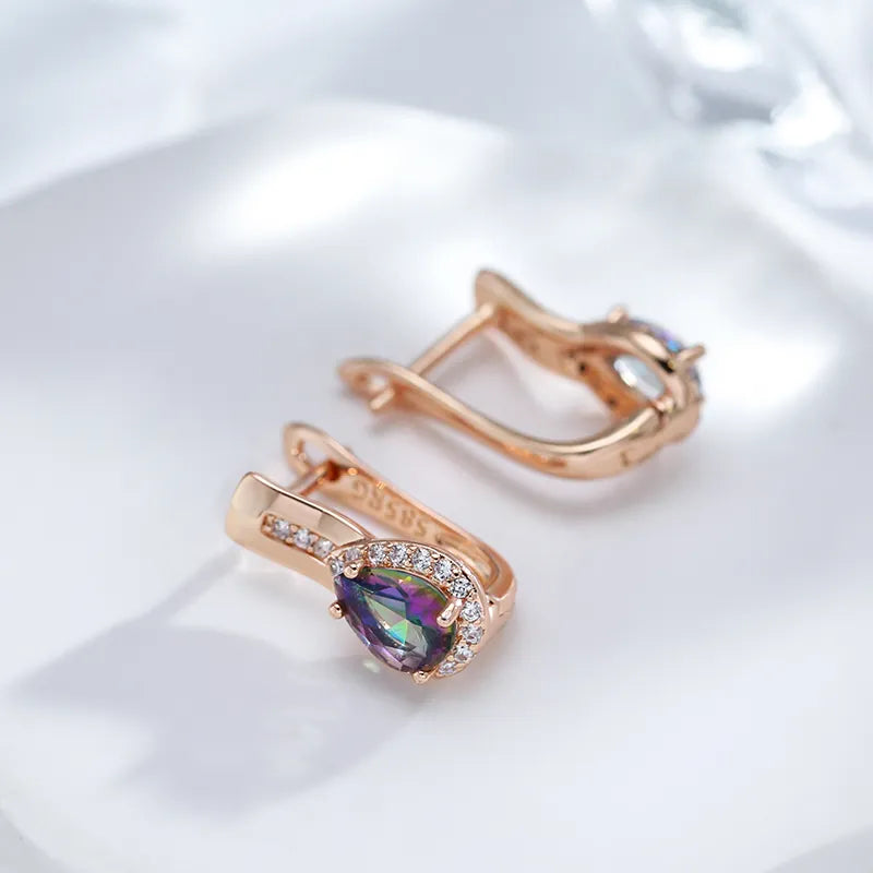 Drop Design Colorful Zircon Dangle Earrings