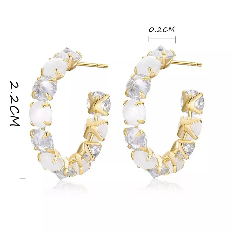 New Women's Luxury Opals Hoop Earrings