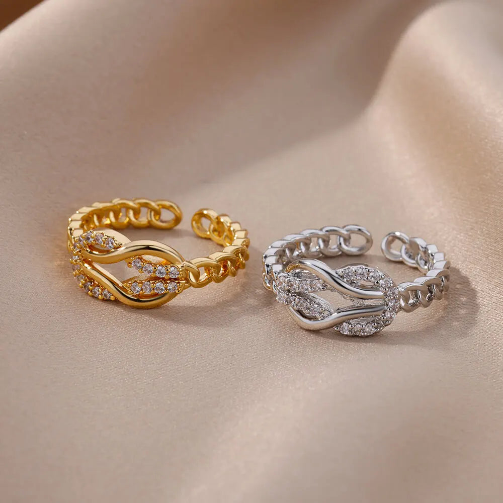 New Zirconia Twist Metal Rings For Women