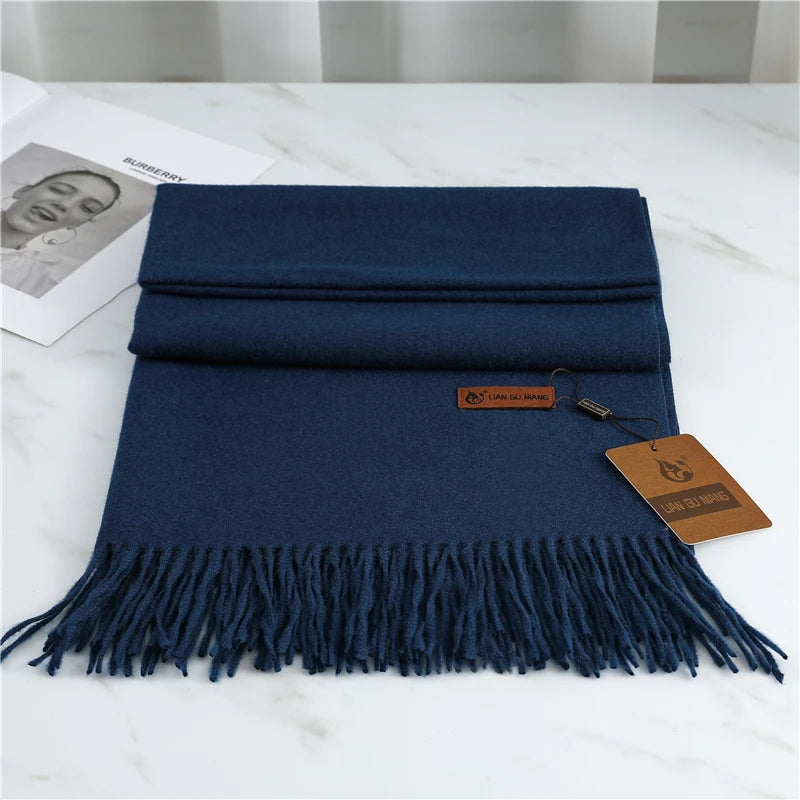 32 Color Solid Thick Cashmere Scarf for Women Large 190*68cm