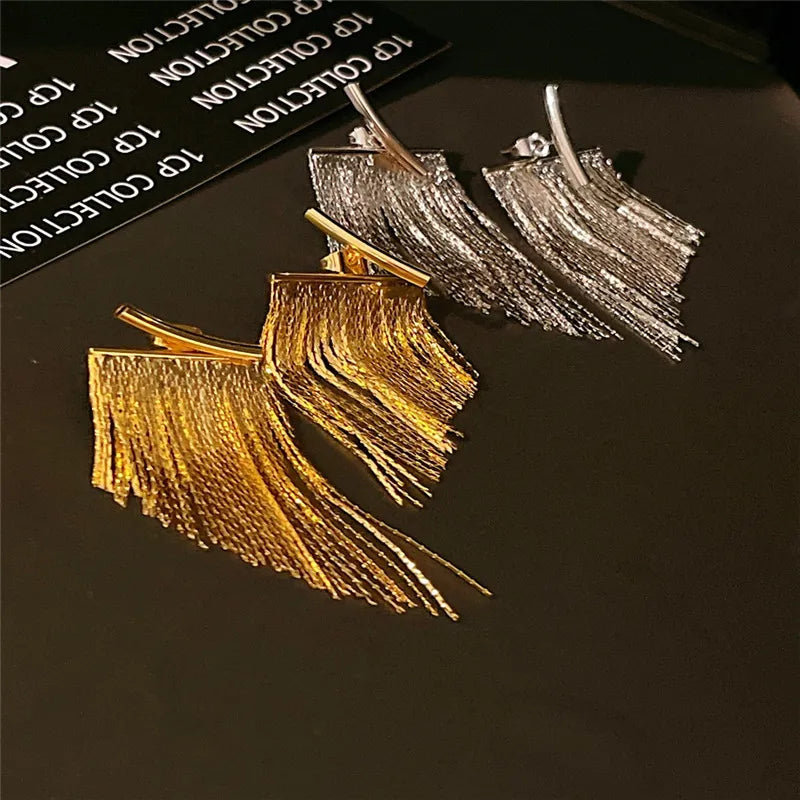 Long Statement Gold Color Earrings