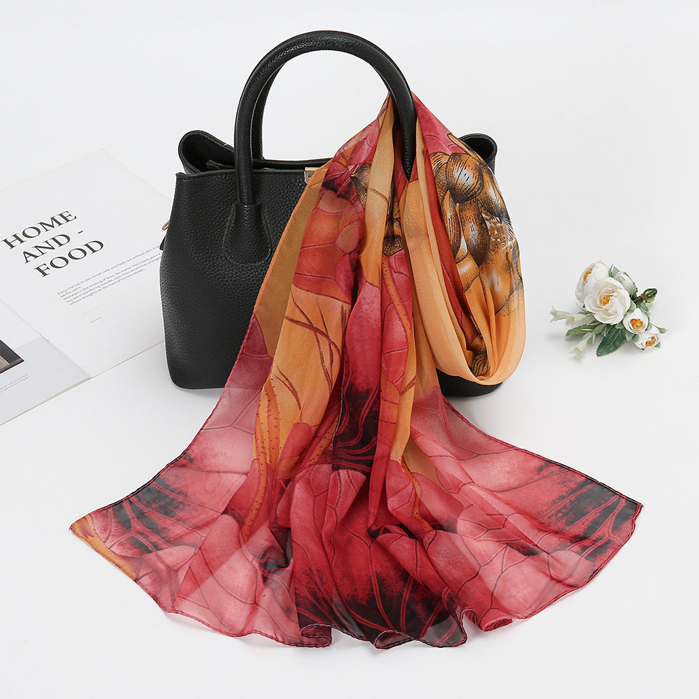 New Lotus Flower Printed Scarf for Women