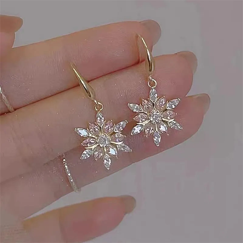 Fashion Trend Unique Design Elegant and Exquisite Christmas Pink Snowflake Earrings