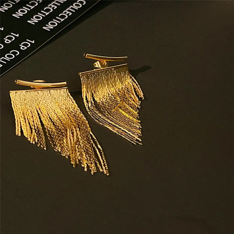 Long Statement Gold Color Earrings