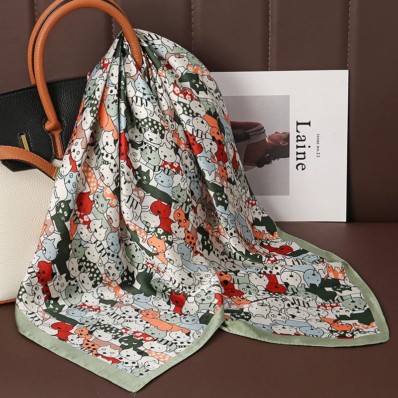 Luxury Print Silk Scarf for Women 2024