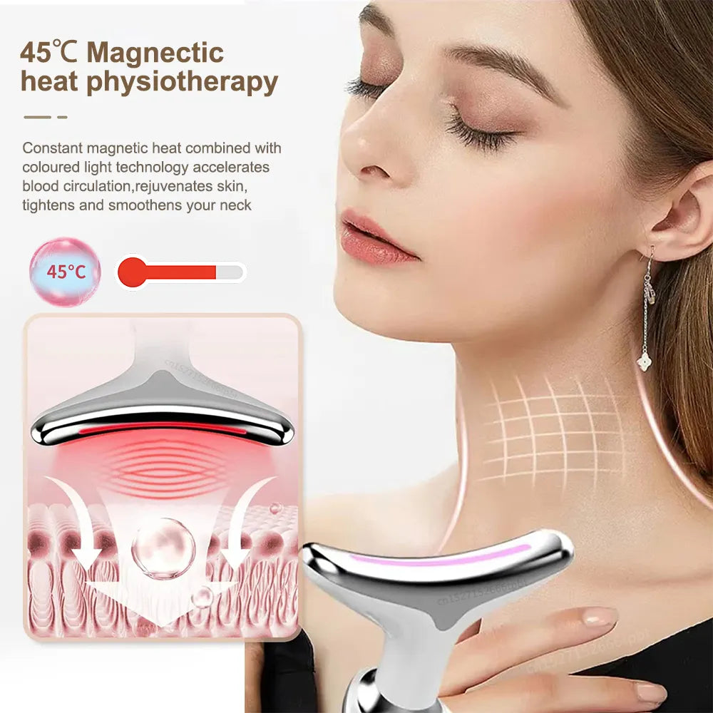 Facial Microcurrent EMS Neck Face Lifting Massager Neck Face Beauty Skin Tighten Device LED Photon Therapy Anti Wrinkle Remover