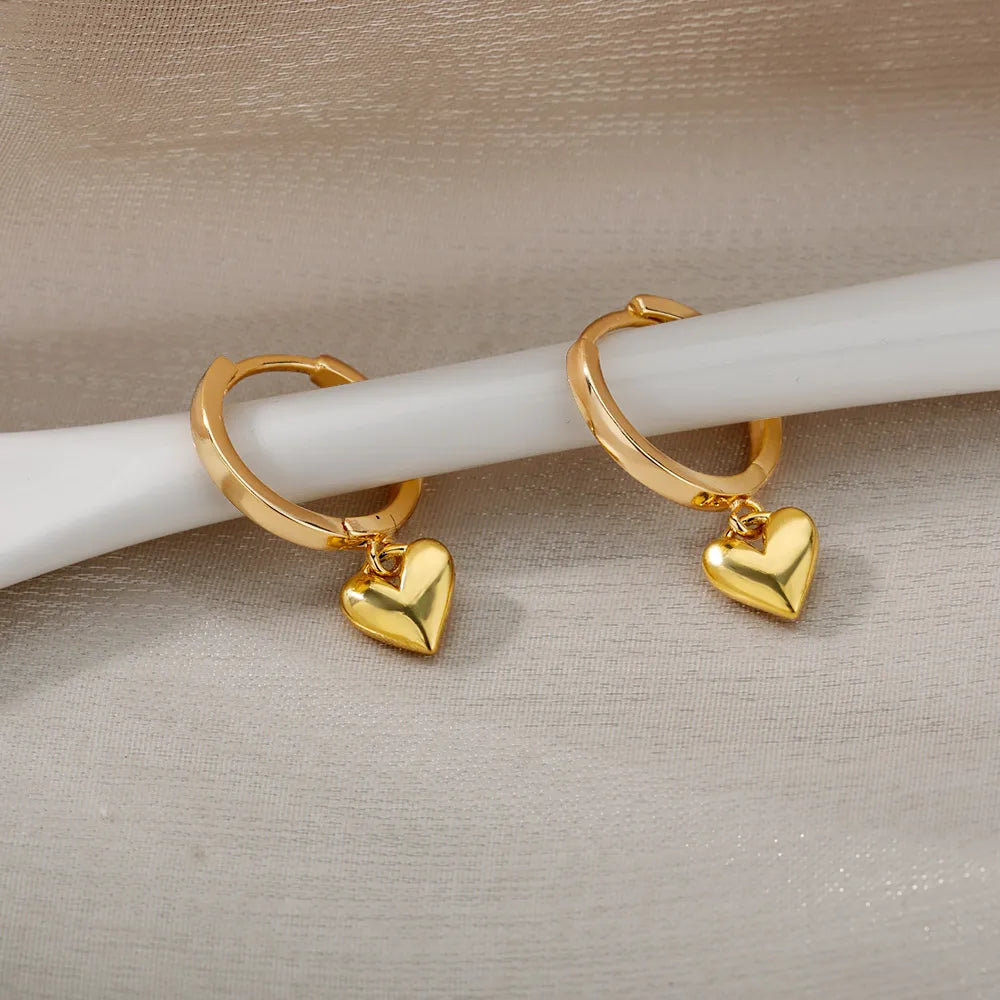 Heart Earrings  Gold Color Love