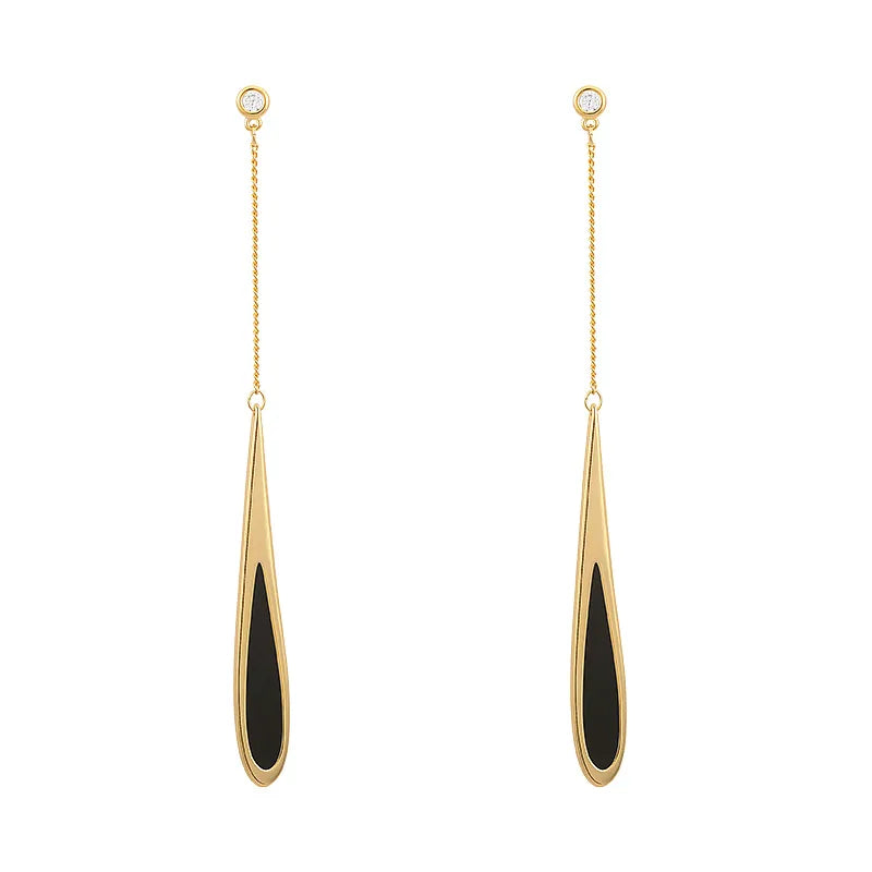 Black Drop Long Earrings .New Fashion Luxury