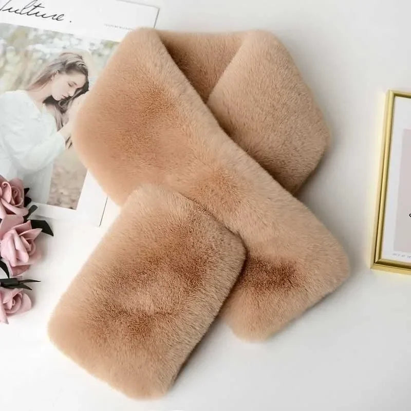 Plush Cross Scarf Faux Rabbit Fur Thickened Soft Scarves