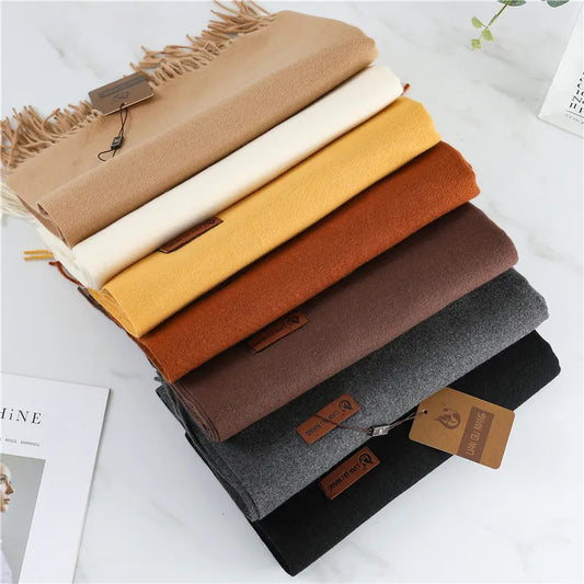 32 Color Solid Thick Cashmere Scarf for Women Large 190*68cm