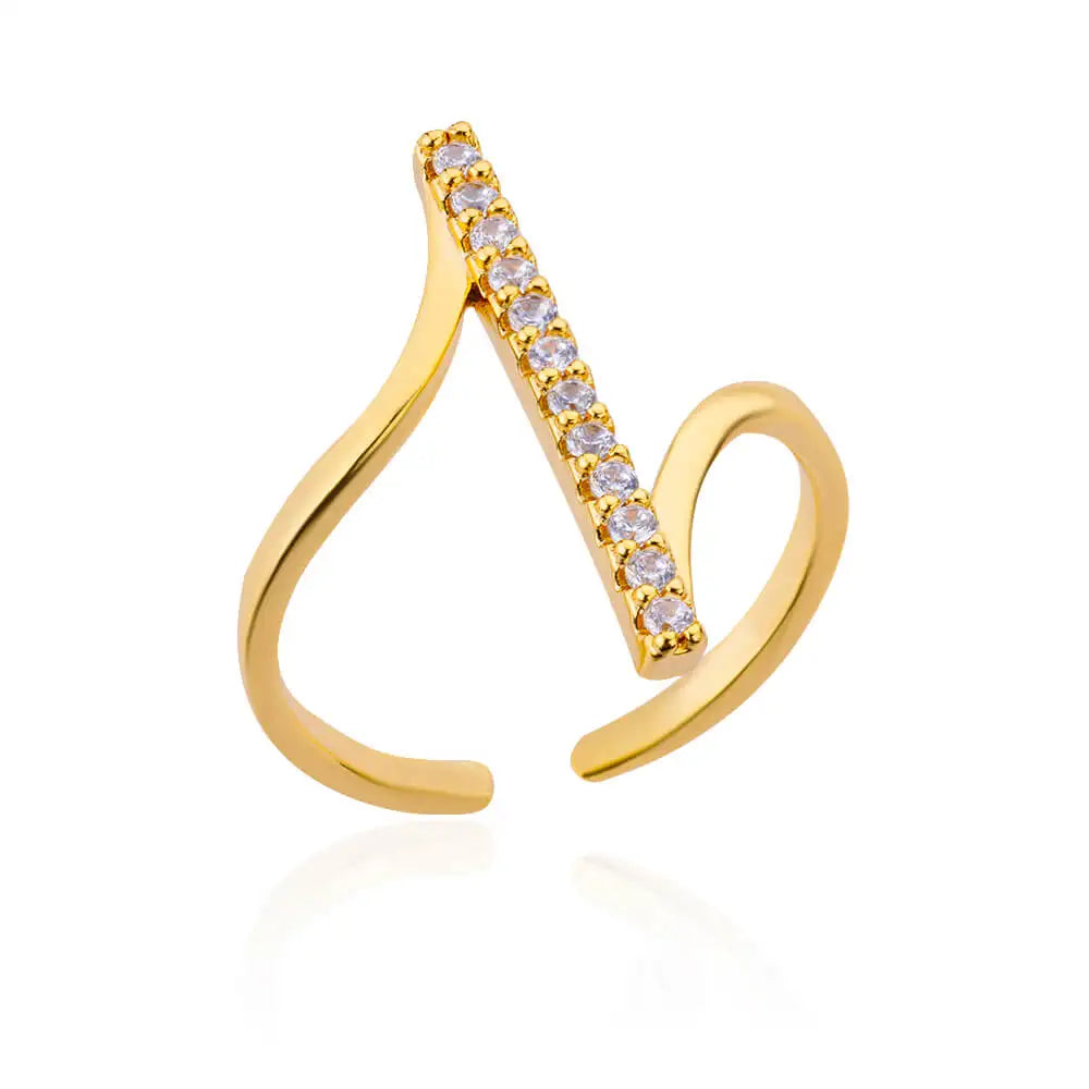 Zircon Geometric Rings For Women Gold Plated Opening Luxury