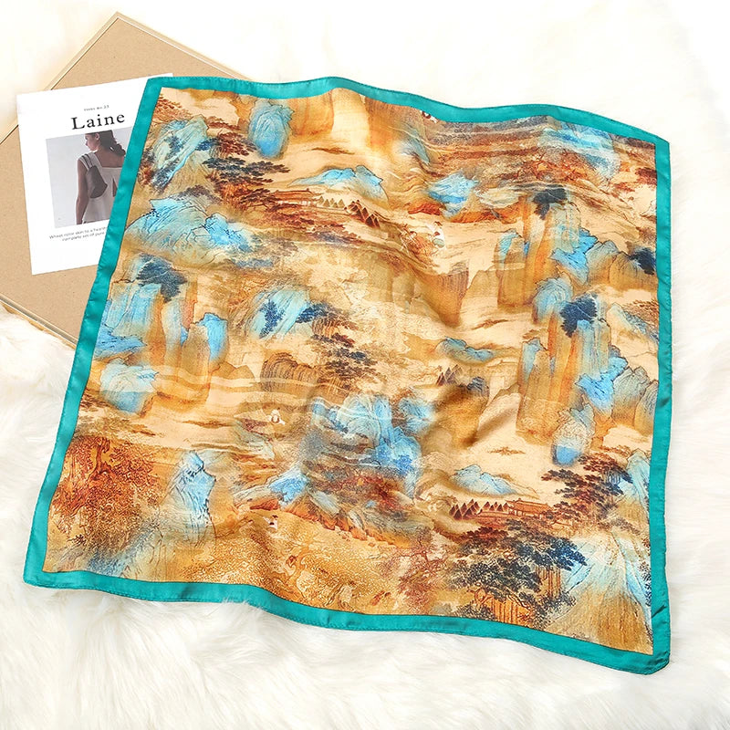 Luxury Print Silk Scarf for Women 2024